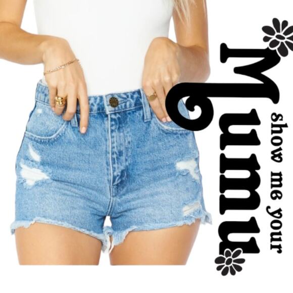 Show Me Your Mumu Athens High Waisted Womens Denim Shorts Size 26 - Picture 1 of 11